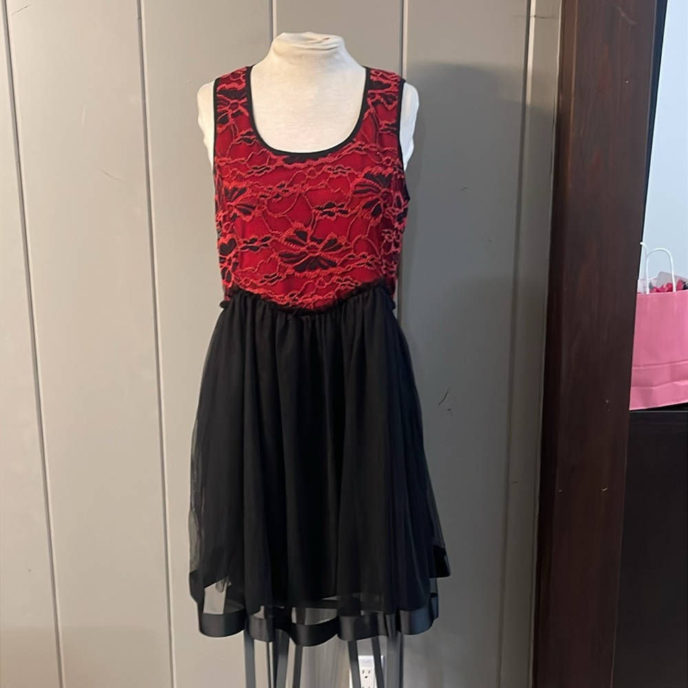 NWT Anthropologie A'Reve Red Black Lace Dress Whimsical Goth Artsy Witching Boho